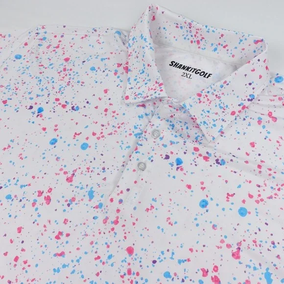 Shank It Golf Polo Men's 2XL XXL Paint Splatter Performance Stretch - Picture 2 of 16